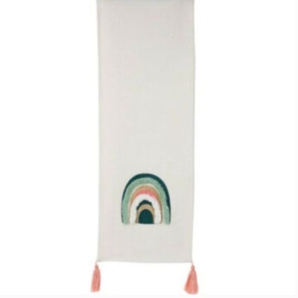 Spring Shop Table Runner Cream Rainbow Tassels - Picture 1 of 6